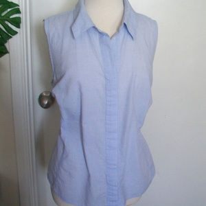 Lane Bryant Blue Sleeveless Seersucker Blouse 22